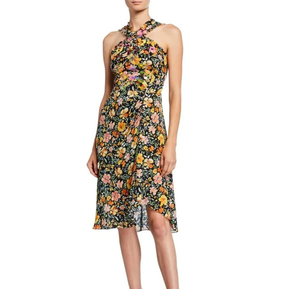 NWT Kobi Halperin Steph Floral Silk Halter Dress Size 4 - Picture 1 of 5